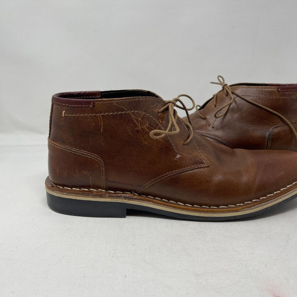 Steve Madden Harken 247 Ankle Chukka Boots Mens Size 9 Cognac Leather Lace Up - Picture 2 of 12